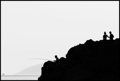 Minimalistický černobílý fotoobraz "Na lovu"